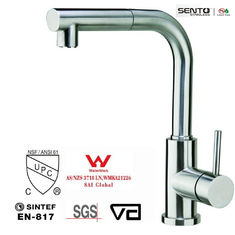 China SENTO 304 stainless steel single hole kitchen faucet with pull out supplier