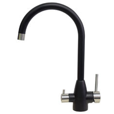 China Stainle Steel 304/316 Deck Mounted Double Lever Sink Mixer Drinking Filtered Water With Kitchen Faucet Black Color supplier