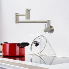 China Steel 304/316 material Wall Mount Folding 360 Swivel Double Joint Spout Kitchen Sink Water Tap Faucet Pot Filler supplier