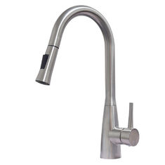 China 304/316 Stainless Steel Satin Finished Kitchen Faucet With Pull Down Out supplier