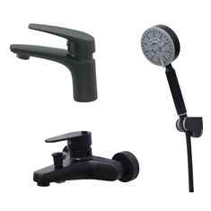 China three-piece sStainless steel 304 Hand Shower Wall mount shower Faucet  Comercial  sanitary ware basin mixer Black Color supplier