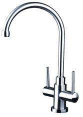 China Dual handle Kitchen hot cold water mixer tap stainless steel 304 sink wash faucet supplier