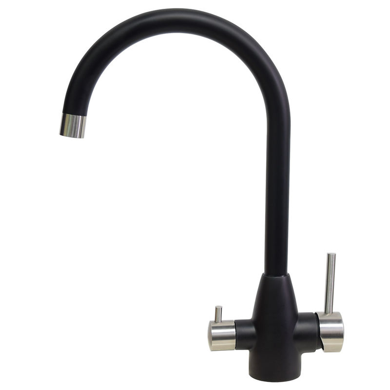 Stainle Steel Deck Mounted Double Lever Sink Mixer Drinking