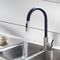 Lead free Matte black long neck kitchen faucet single handle black kitchen faucet with pull out sprayer supplier
