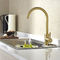 Promotion Durable Deck Mounted Single Handle Brass Color Kitchen Water Faucet Steel 304/316 Material supplier