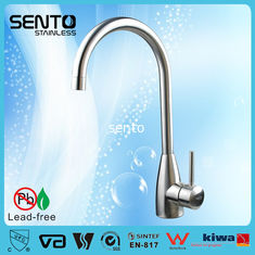 China Single lever stainless steel kitchen mixer with long spout supplier