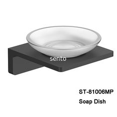 China Good Quality Wholesale Rust Resistant Hotel Stainless Steel Soap Dish holder and black finish matt glass supplier