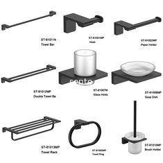 China SENTO Black color Stainless Steel Wal Mounted Bathroom Accessories Set supplier