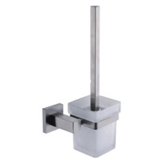China Bathroom accessions toilet brush holder ABS plastic brush 304 stainless steel handle glass holder supplier