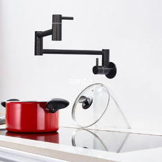 China 304 SUS Single Lever Taps  Wall-Mount Retractable Pot Filler Kitchen Sink Faucet Cold Only Black supplier