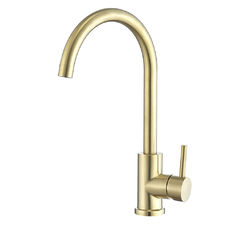 China Promotion Durable Deck Mounted Single Handle Brass Color Kitchen Water Faucet Steel 304/316 Material supplier