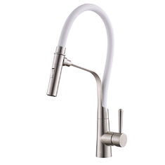 China Stainless Steel 304/316 Polished Sink Faucet Kitchen White Flexible Hose For Kitchen Faucet supplier