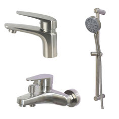 China Brushed Solid Steel bathroom Shower Set Rainfall Shower Faucet Wall Mounted Shower Mixer Water Set supplier