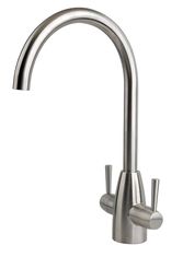 China Brushed Finished  deck-Mounted 1-Hole kitchen Basin Faucet Hot And Cold Water Faucet  dual handle faucet supplier