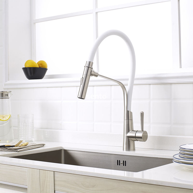 Satin Finished Long Spout Faucet Colorful Sink Satin Finished Long Spout Faucet